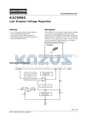 KA78R05 datasheet - Low Dropout Voltage Regulator
