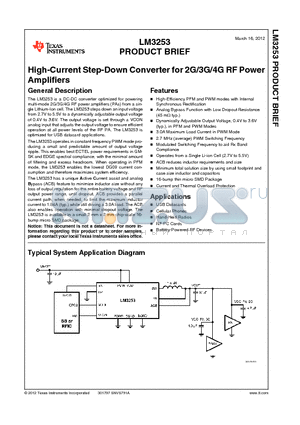 LM3253 datasheet - High-Current Step-Down Converter for 2G/3G/4G RF Power