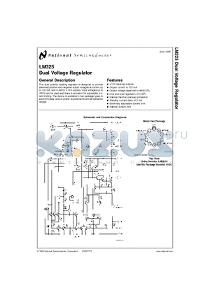 LM325H datasheet - Dual Voltage Regulator