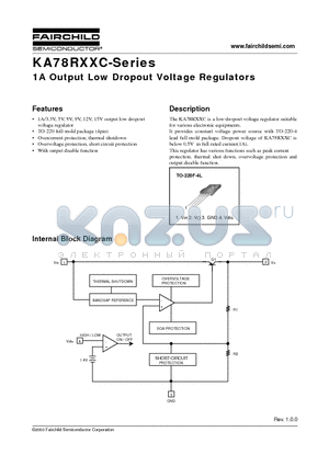 KA78R08CTSTU datasheet - 1A Output Low Dropout Voltage Regulators