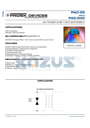 PAC-95 datasheet - AC POWER LINE TVS COMPONENT