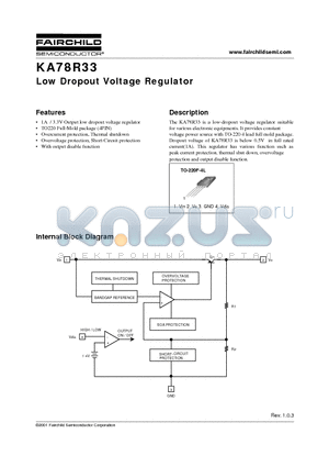 KA78R33 datasheet - Low Dropout Voltage Regulator