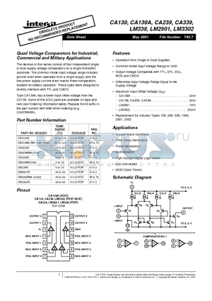 LM3302N datasheet - Quad Voltage Comparators for Industrial, Commercial and Military Applications