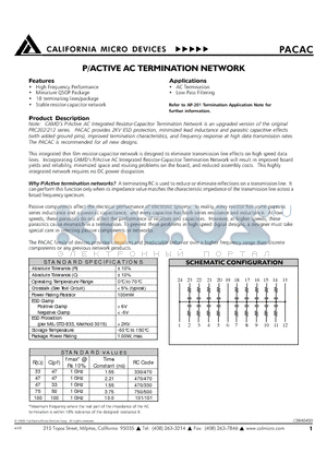 PAC101AQT datasheet - P/ACTIVE AC TERMINATION NETWORK