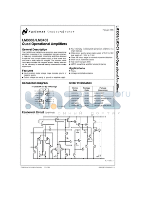 LM3303 datasheet - Quad Operational Amplifiers