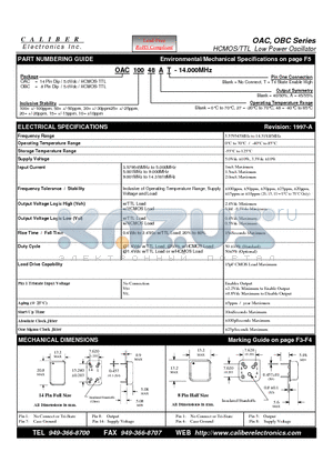 OAC10027A datasheet - HCMOS/TTL Low Power Oscillator