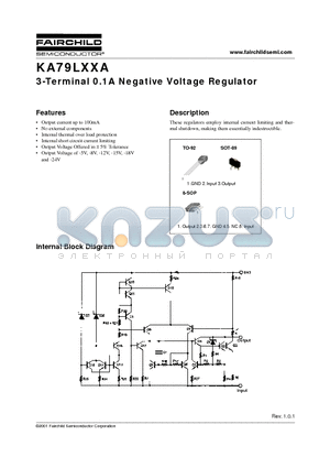 KA79L18AZ datasheet - 3-Terminal 0.1A Negative Voltage Regulator