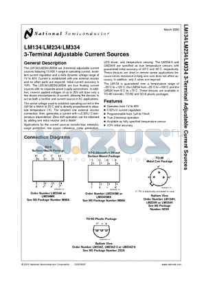 LM334MX datasheet - 3-Terminal Adjustable Current Sources