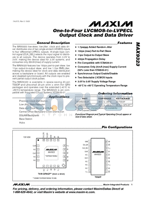 MAX9323 datasheet - One-to-Four LVCMOS-to-LVPECL Output Clock and Data Driver