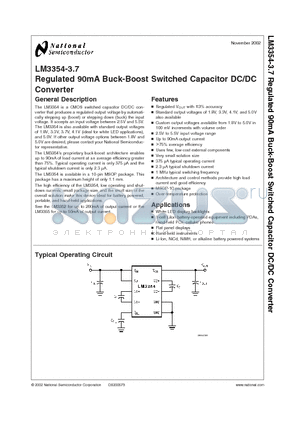 LM3354MMX-3.7 datasheet - Regulated 90mA Buck-Boost Switched Capacitor DC/DC