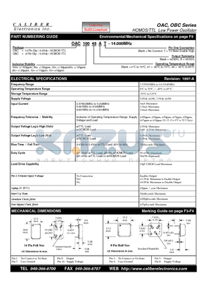 OAC2048AT datasheet - HCMOS/TTL Low Power Oscillator