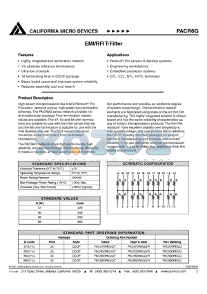 PAC500R6GQT datasheet - EMI/RFIT-FILTER