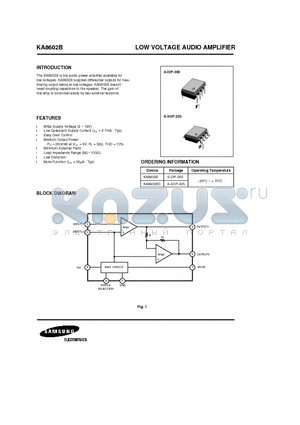 KA8602 datasheet - LOW VOLTAGE AUDIO AMPLIFIER