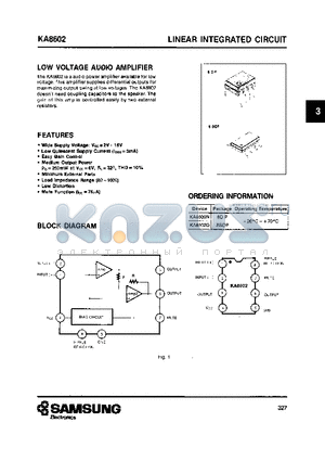 KA8602 datasheet - LOW VOLTAGE AUDIO AMPLIFIER