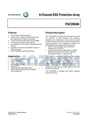 PACDN006MR datasheet - 6-Channel ESD Protection Array