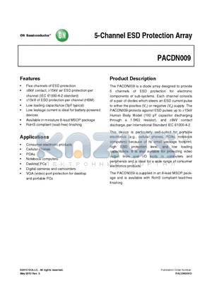 PACDN009 datasheet - 5-Channel ESD Protection Array