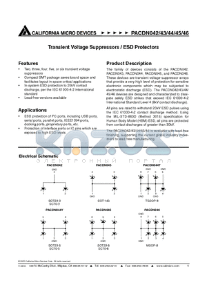 PACDN045YB6R datasheet - Transient Voltage Suppressors / ESD Protectors