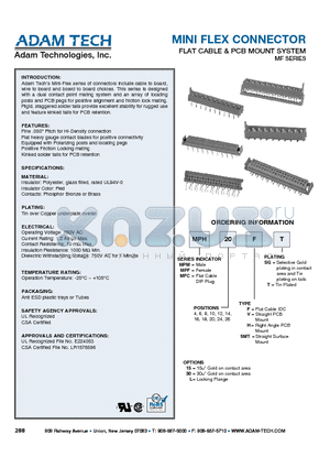 MPH20FT datasheet - MINI FLEX CONNECTOR FLAT CABLE & PCB MOUNT SYSTEM