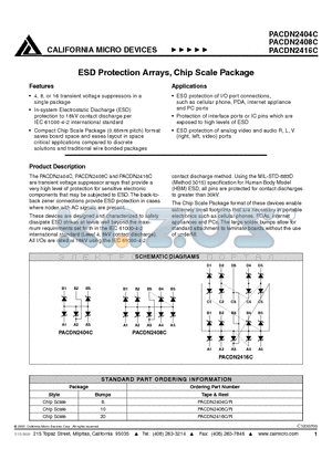 PACDN2408C datasheet - ESD PROTECTION ARRAYS, CHIP SCALE PACKAGE