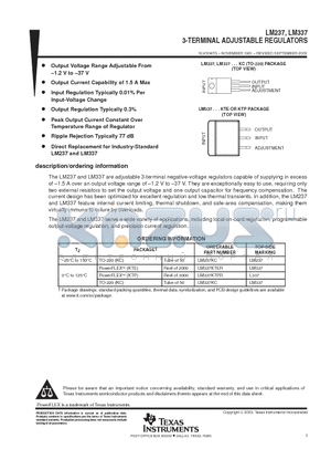 LM337KC datasheet - 3-TERMINAL ADJUSTABLE REGULATORS