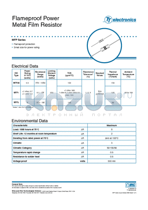 MFP16802FA datasheet - Flameproof Power Metal Film Resistor