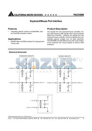 PACKBM datasheet - KEYBOARD/MOUSE FILTER AND ESD PROTECTION CIRCUIT