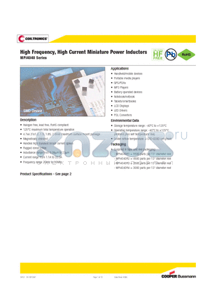 MPI4040R1-2R2-R datasheet - High Frequency, High Current Miniature Power Inductors