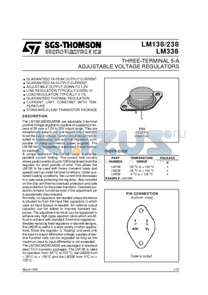 LM338 datasheet - THREE-TERMINAL 5 A ADJUSTABLE VOLTAGE REGULATORS