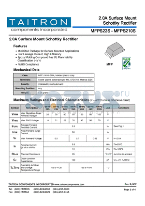 MFPS23S datasheet - 2.0A Surface Mount Schottky Rectifier