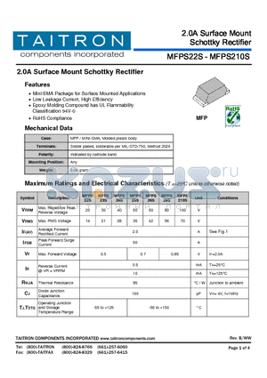 MFPS26S datasheet - 2.0A Surface Mount Schottky Rectifier