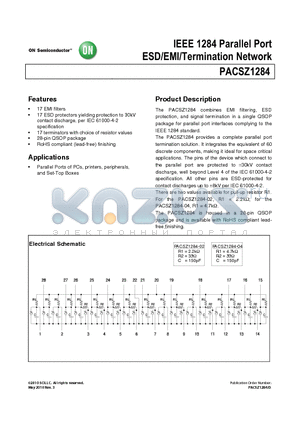 PACSZ1284 datasheet - IEEE 1284 Parallel Port ESD/EMI/Termination Network