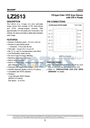 LZ2513 datasheet - 1/5-type Color CCD Area Sensor with 270 k Pixels
