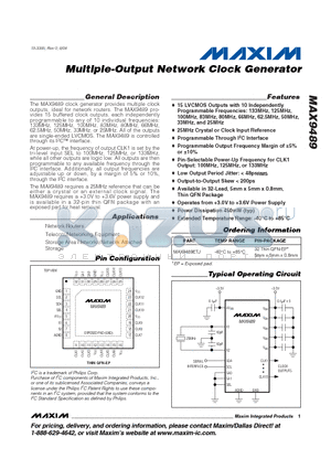 MAX9489ETJ datasheet - Multiple-Output Network Clock Generator