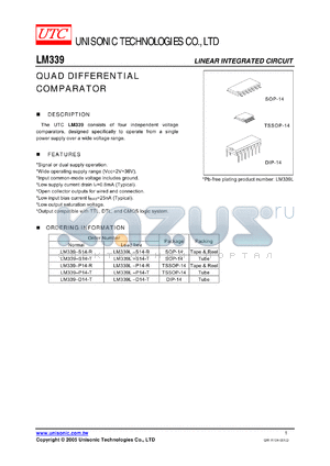 LM339-S14-R datasheet - QUAD DIFFERENTIAL COMPARATOR