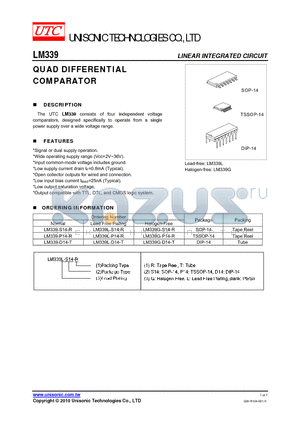 LM339-D14-T datasheet - QUAD DIFFERENTIAL COMPARATOR