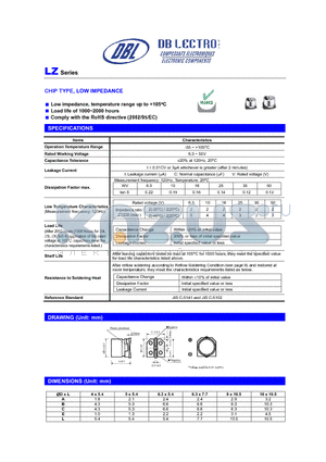 LZ2A010LS datasheet - CHIP TYPE, LOW IMPEDANCE