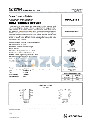 MPIC2111P datasheet - HALF-BRIDGE DRIVER