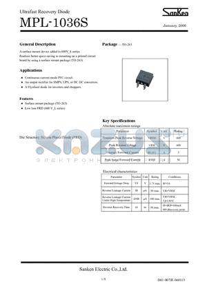 MPL-1036S datasheet - Ultrafast Recovery Diode