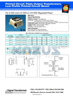 MPL-6-15 datasheet - 5 VDC and a12 VDC or a15 VDC Regulated Power