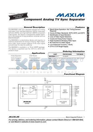 MAX9568 datasheet - Component Analog TV Sync Separator
