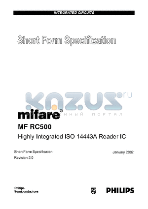 MFRC500 datasheet - Highly Integrated ISO 14443A Reader IC