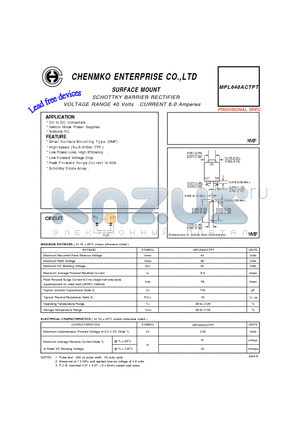 MPL640ACTPT datasheet - SCHOTTKY BARRIER RECTIFIER