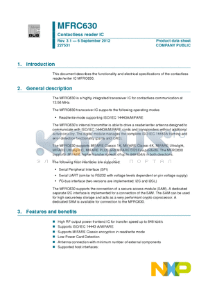 MFRC63002HN datasheet - Contactless reader IC