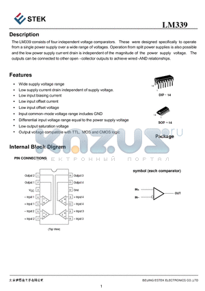 LM339M datasheet - consists of four independent voltage comparators