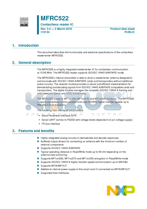 MFRC522_10 datasheet - Contactless reader IC