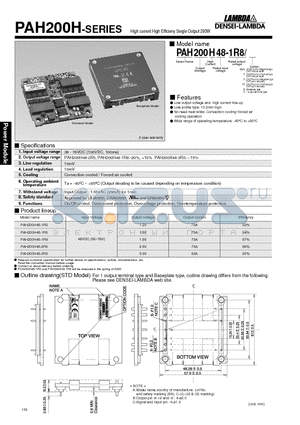 PAH200H48 datasheet - High current High Efficieny Single Output 200W