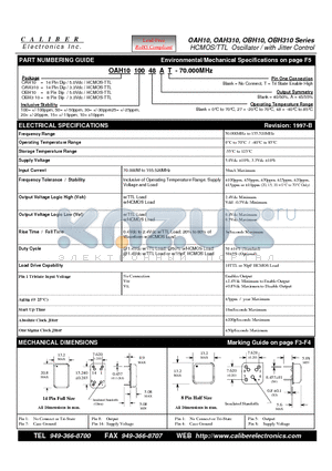 OAH1010048 datasheet - HCMOS/TTL Oscillator / with Jitter Control