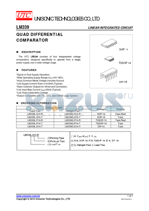 LM339_12 datasheet - QUAD DIFFERENTIAL COMPARATOR