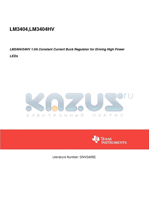 LM3404 datasheet - LM3404/04HV 1.0A Constant Current Buck Regulator for Driving High Power LEDs