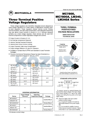 LM340AT-12 datasheet - THREE TERMINAL POSITIVE FIXED VOLTAGE REGULATORS